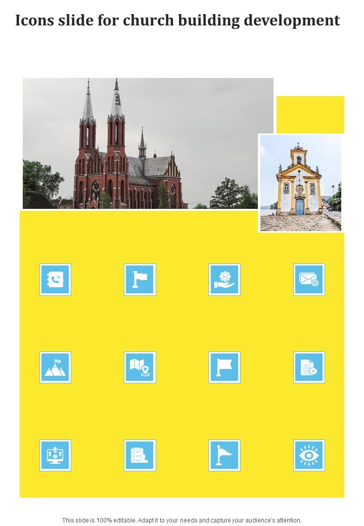 Icons Slide For Church Building Development One Pager Sample Example Document Slide01