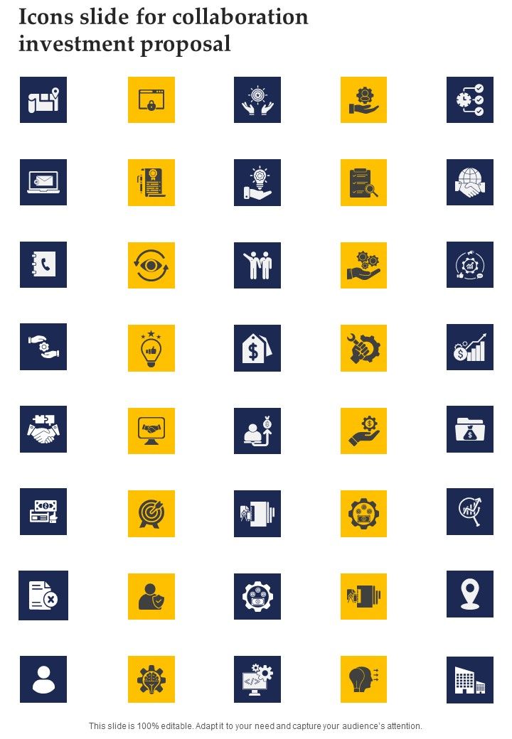 Icons Slide For Collaboration Investment Proposal One Pager Sample Example Document Slide01