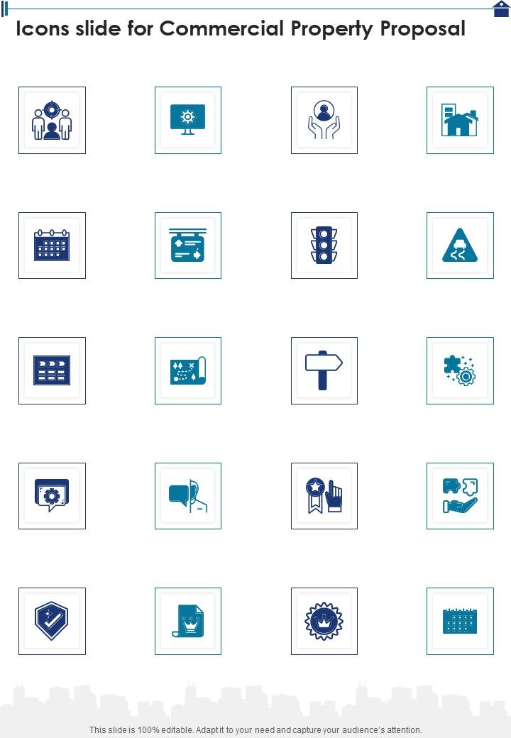 Icons Slide For Commercial Property Proposal One Pager Sample Example Document Slide01