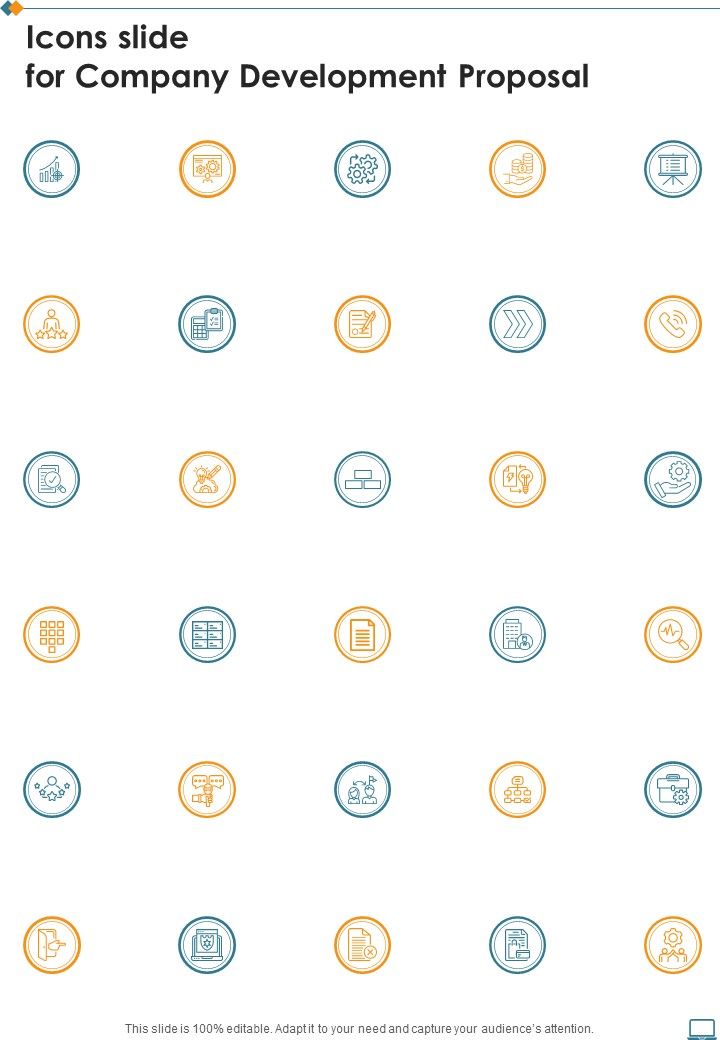 Icons Slide For Company Development Proposal One Pager Sample Example Document Slide01