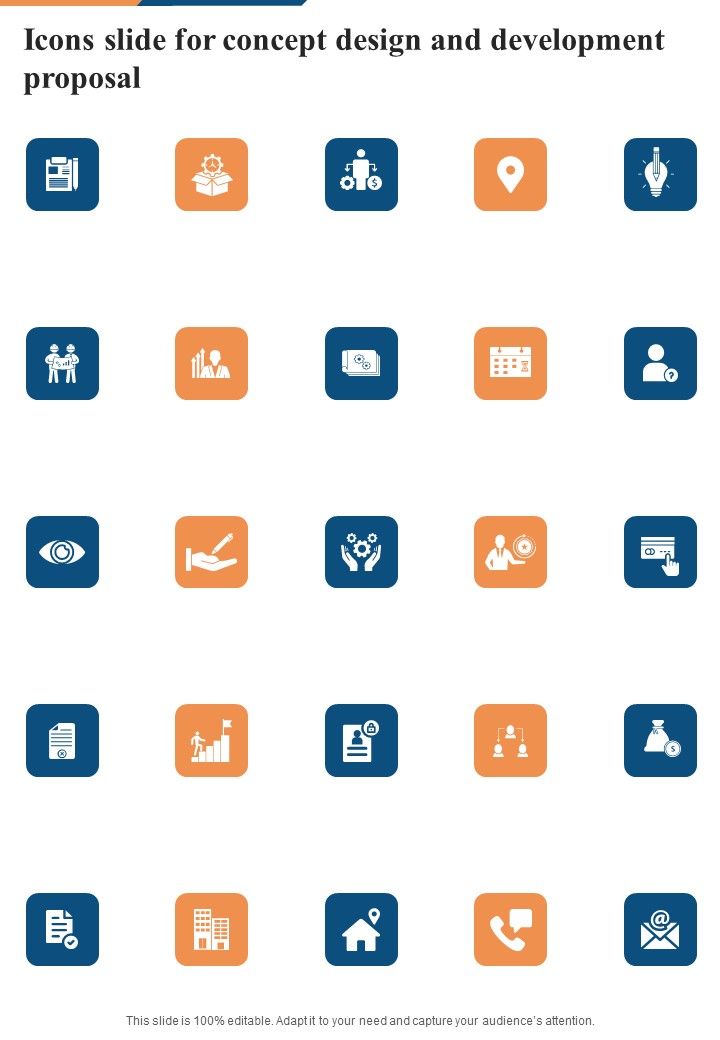 Icons Slide For Concept Design And Development Proposal One Pager Sample Example Document Slide01