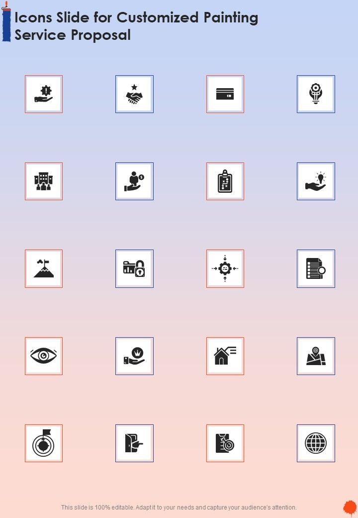 Icons Slide For Customized Painting Service Proposal One Pager Sample Example Document Slide01