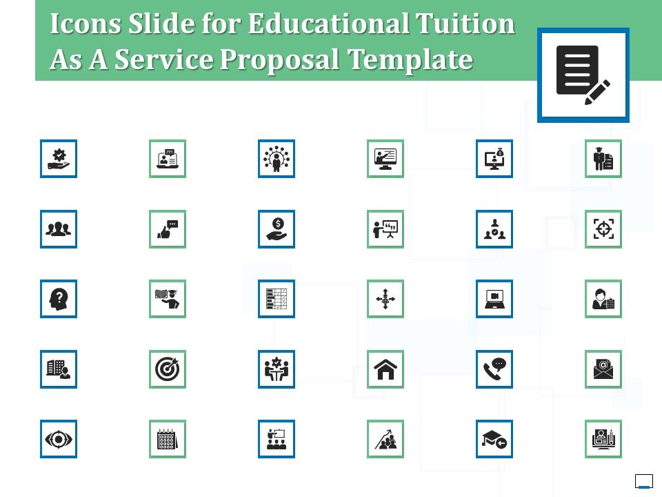 Icons Slide For Educational Tuition As A Service Proposal Template Ppt Professional Master Slide Slide01