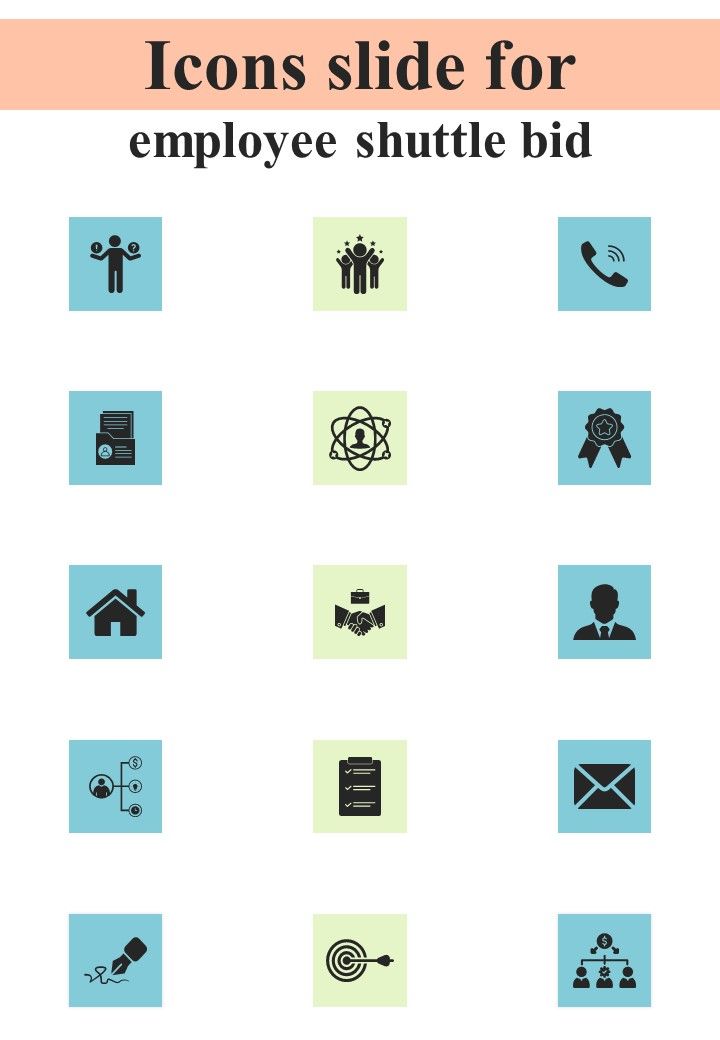 Icons Slide For Employee Shuttle Bid One Pager Sample Example Document Slide01
