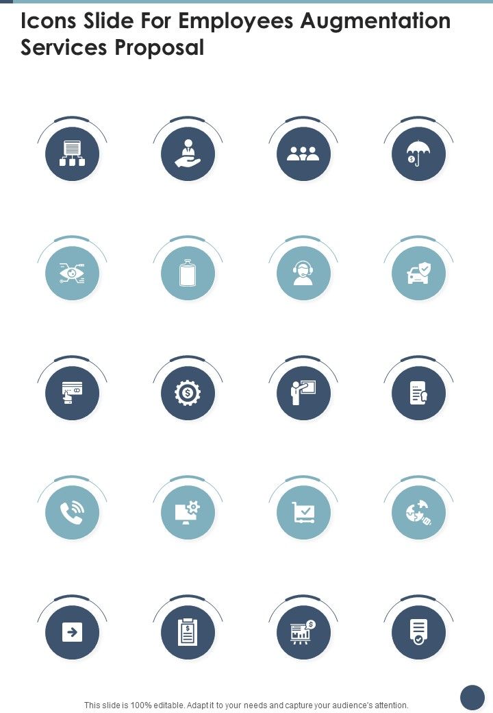 Icons Slide For Employees Augmentation Services Proposal One Pager Sample Example Document Slide01