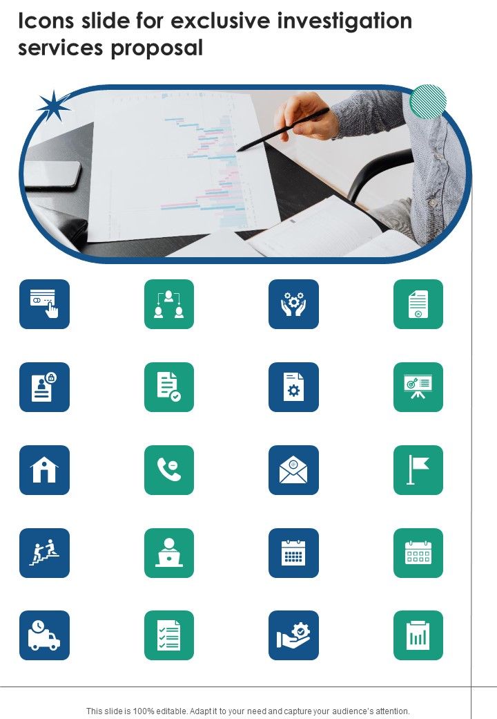 Icons Slide For Exclusive Investigation Services Proposal One Pager Sample Example Document Slide01