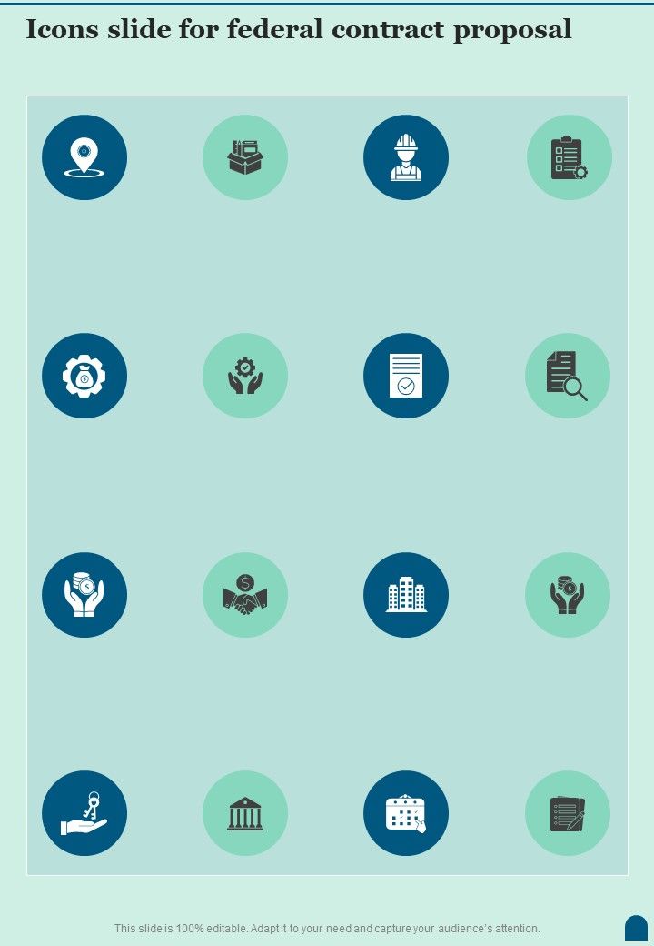 Icons Slide For Federal Contract Proposal One Pager Sample Example Document Slide01
