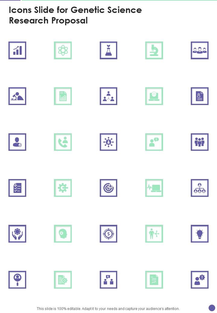 Icons Slide For Genetic Science Research Proposal One Pager Sample Example Document Slide01