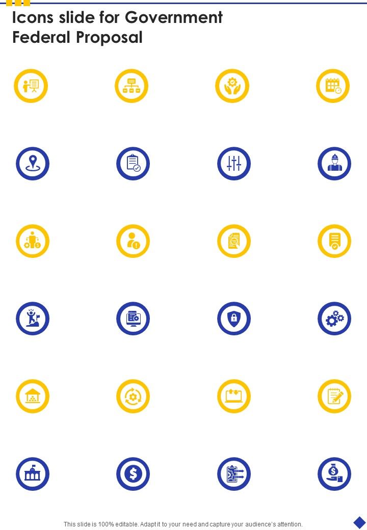Icons Slide For Government Federal Proposal One Pager Sample Example Document Slide01