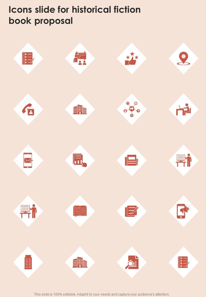 Icons Slide For Historical Fiction Book Proposal One Pager Sample Example Document Slide01