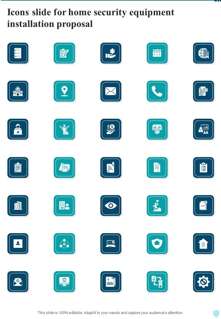 Icons Slide For Home Security Equipment Installation Proposal One Pager Sample Example Document Slide01