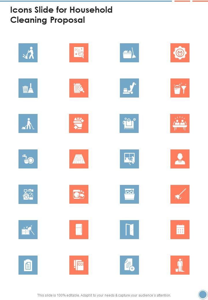 Icons Slide For Household Cleaning Proposal One Pager Sample Example Document Slide01