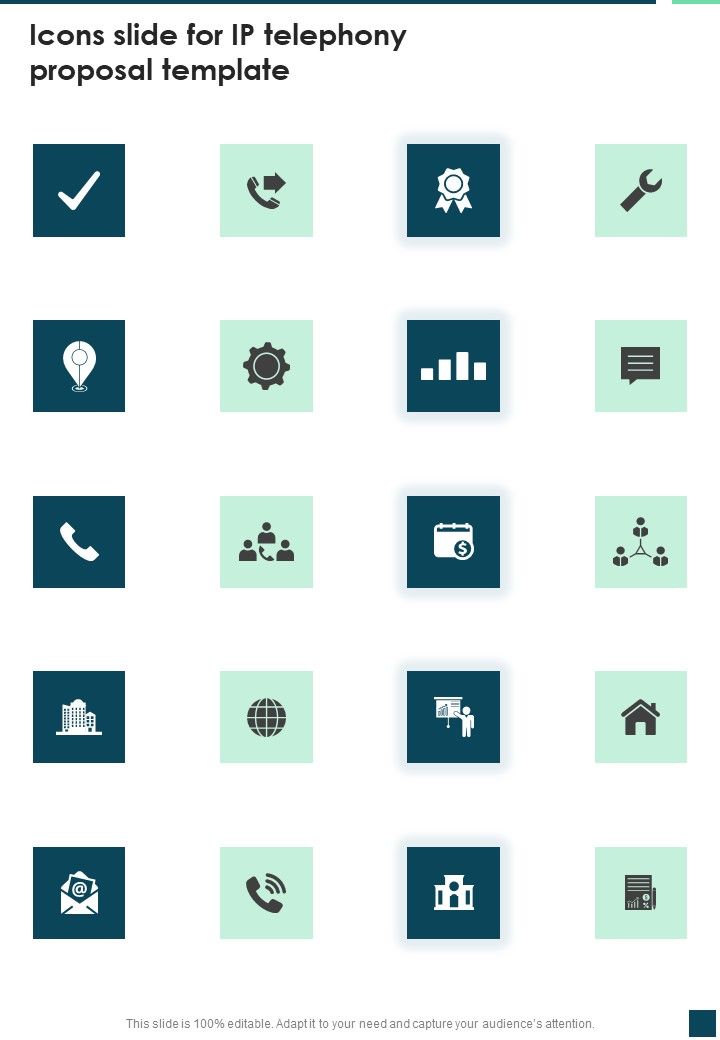 Icons Slide For IP Telephony Proposal Template One Pager Sample Example Document Slide01