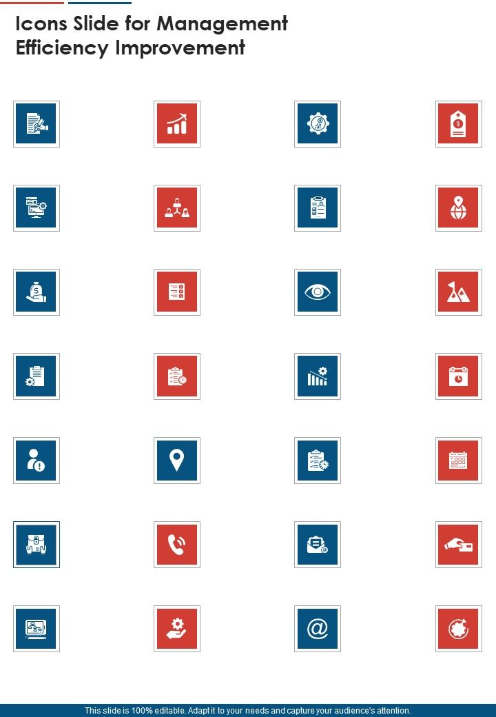 Icons Slide For Management Efficiency Improvement One Pager Sample Example Document Slide01