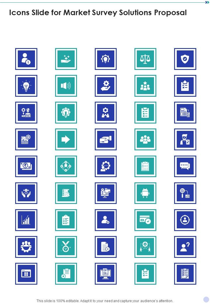 Icons Slide For Market Survey Solutions Proposal One Pager Sample Example Document Slide01