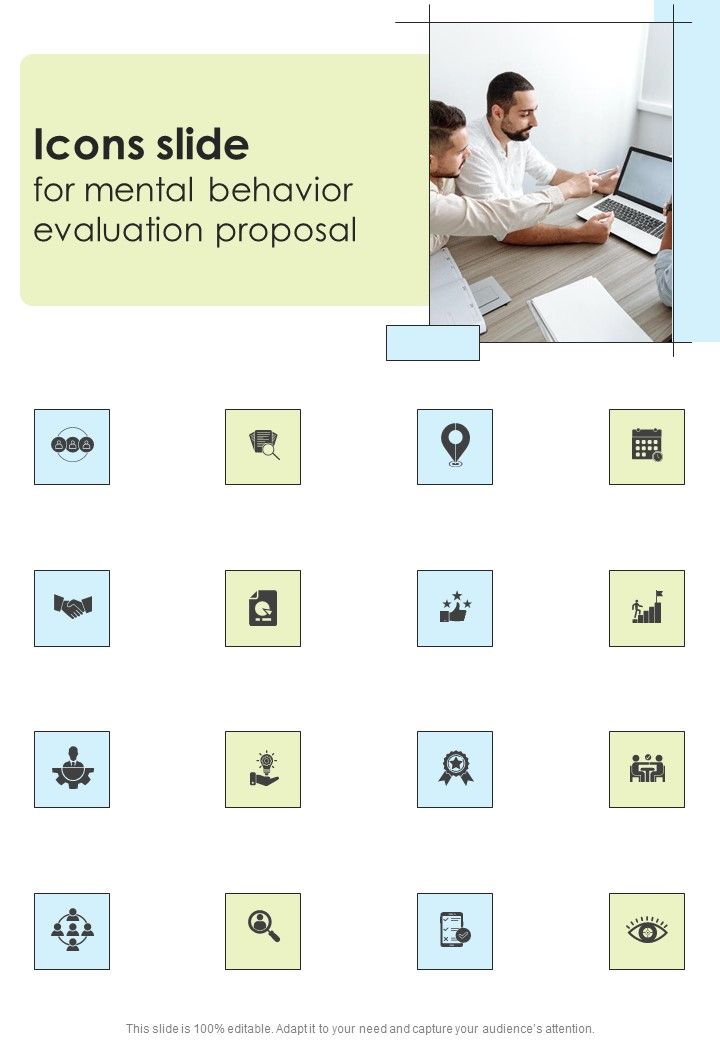 Icons Slide For Mental Behavior Evaluation Proposal One Pager Sample Example Document Slide01