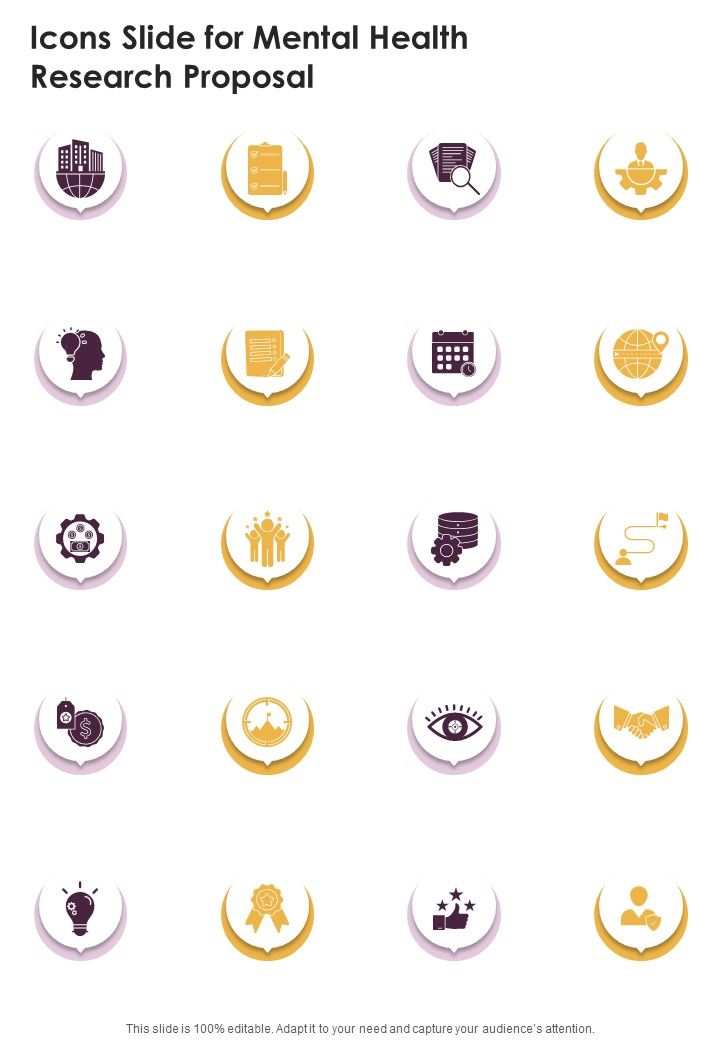 Icons Slide For Mental Health Research Proposal One Pager Sample Example Document Slide01
