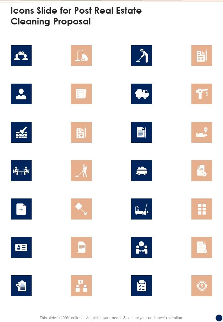 Icons Slide For Post Real Estate Cleaning Proposal One Pager Sample Example Document Slide01