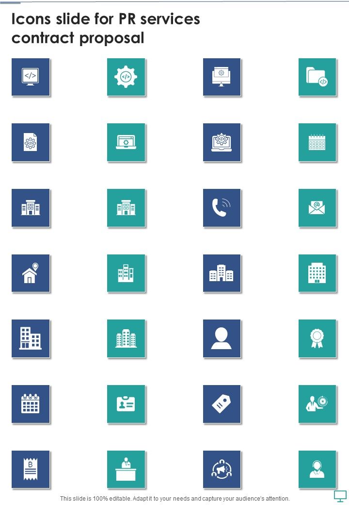 Icons Slide For Pr Services Contract Proposal One Pager Sample Example Document Slide01