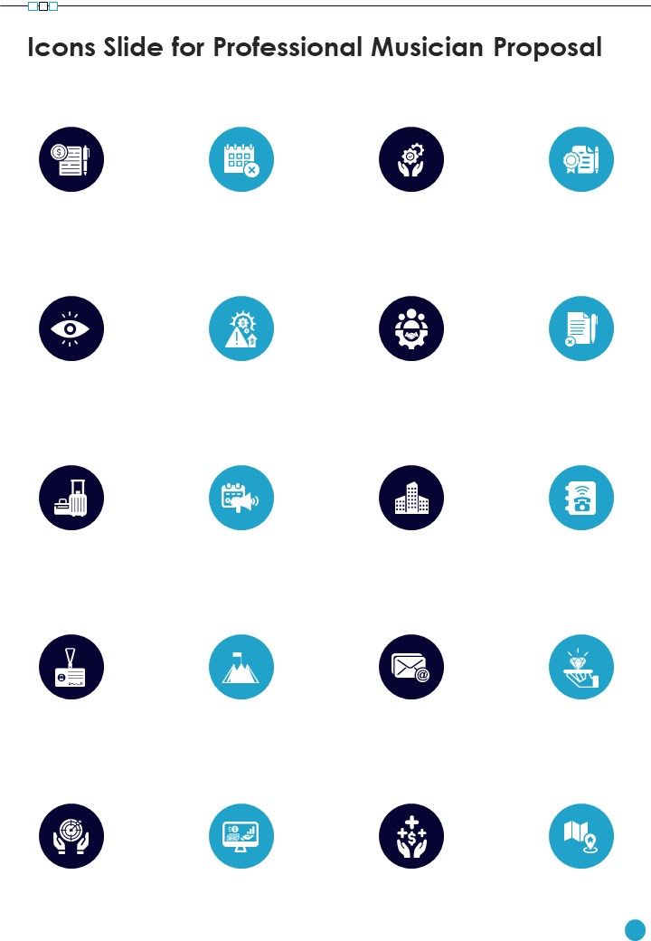 Icons Slide For Professional Musician Proposal One Pager Sample Example Document Slide01