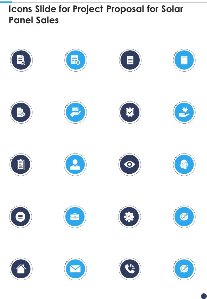 Icons Slide For Project Proposal For Solar Panel Sales One Pager Sample Example Document Slide01