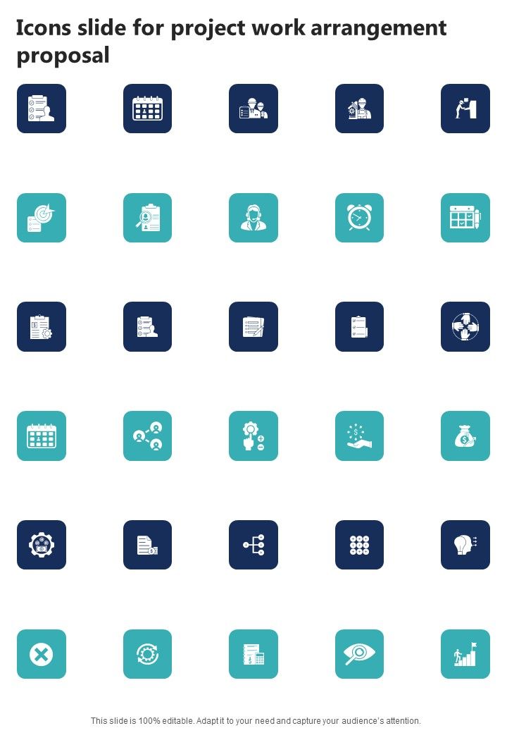 Icons Slide For Project Work Arrangement Proposal One Pager Sample Example Document Slide01