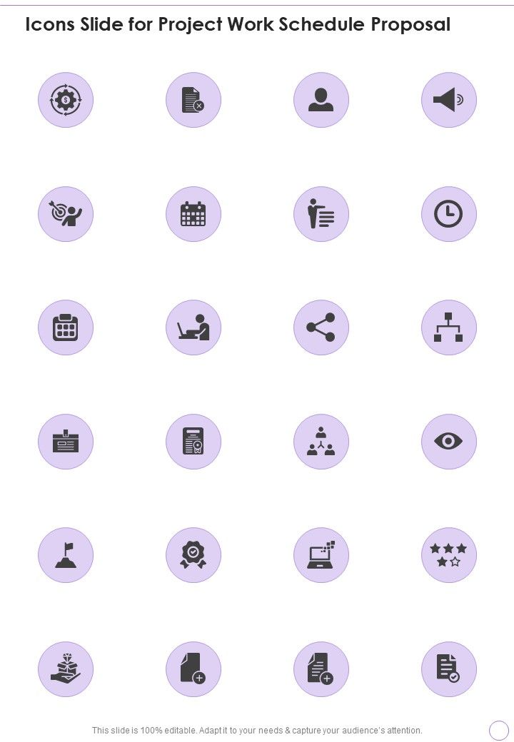 Icons Slide For Project Work Schedule Proposal One Pager Sample Example Document Slide01