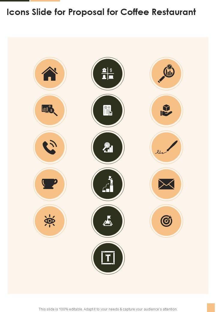 Icons Slide For Proposal For Coffee Restaurant One Pager Sample Example Document Slide01