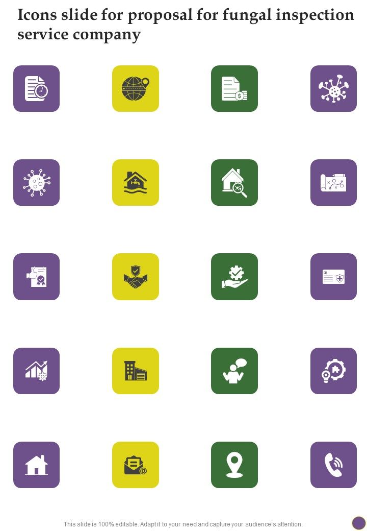 Icons Slide For Proposal For Fungal Inspection Service Company One Pager Sample Example Document Slide01