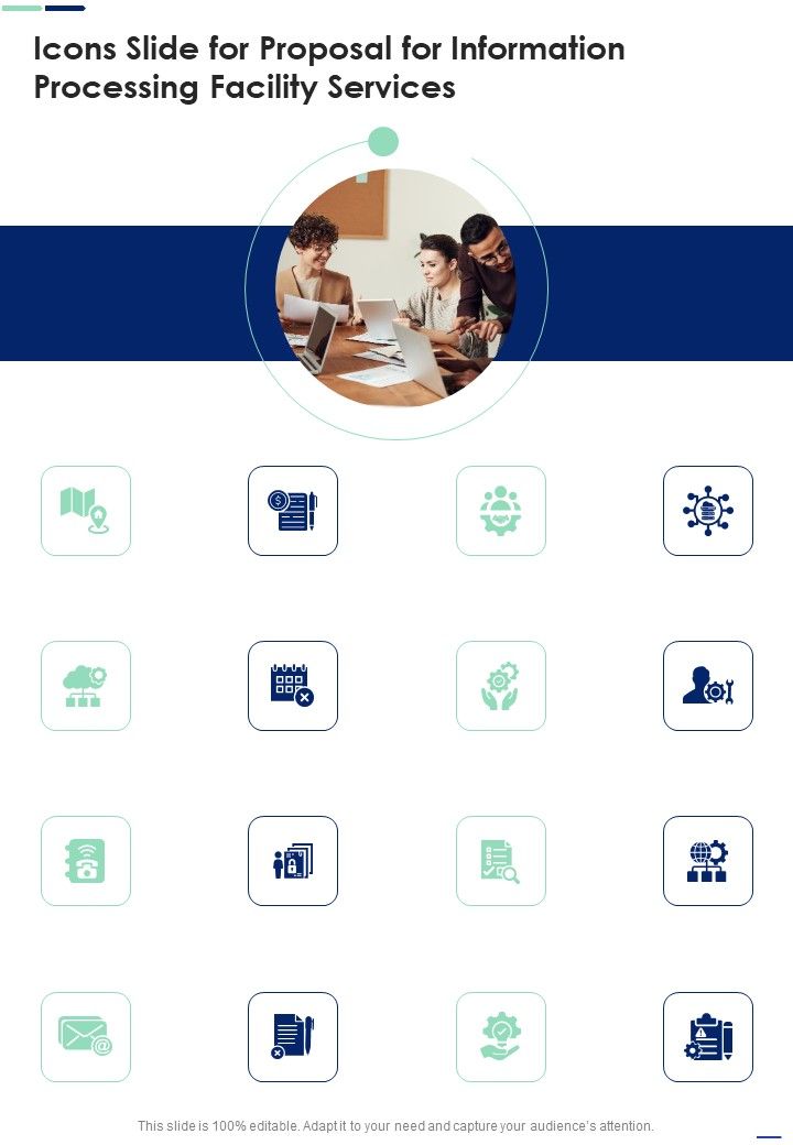 Icons Slide For Proposal For Information Processing Facility Services One Pager Sample Example Document Slide01
