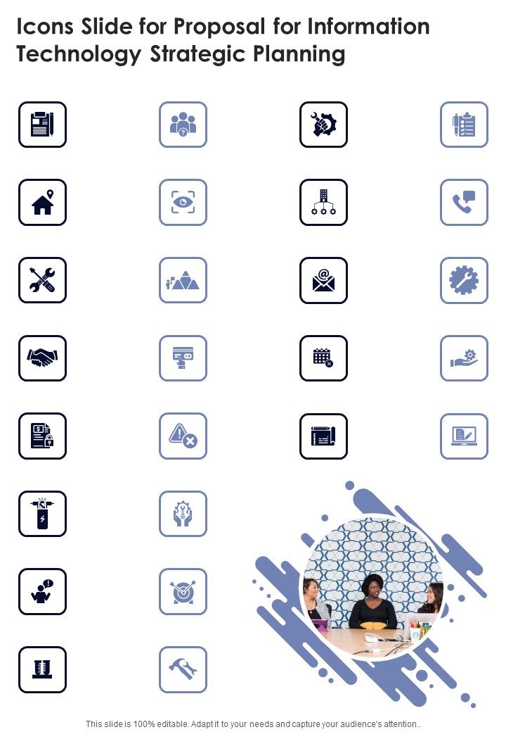 Icons Slide For Proposal For Information Technology Strategic Planning One Pager Sample Example Document Slide01