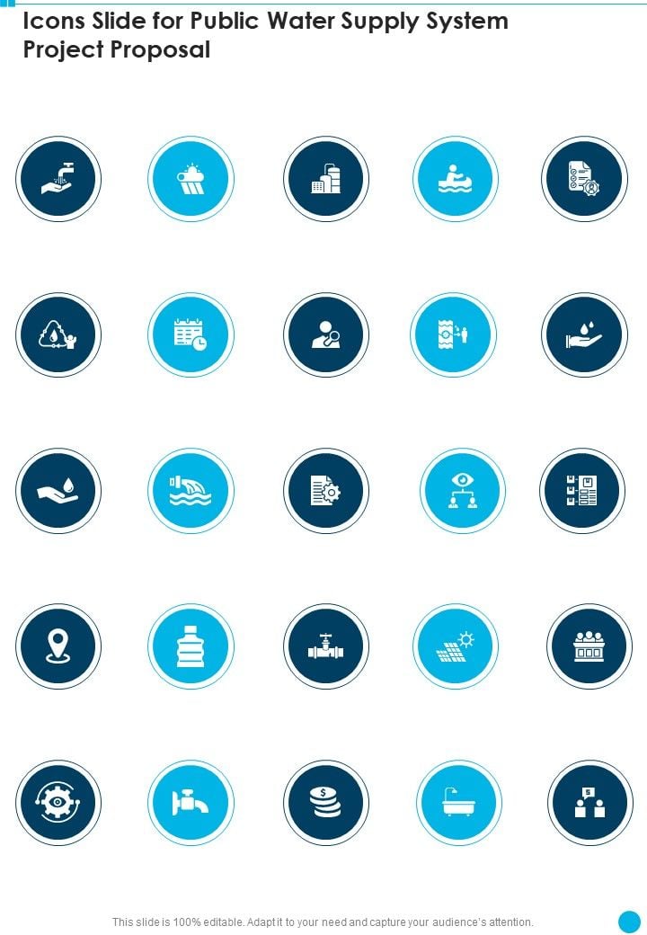 Icons Slide For Public Water Supply System Project Proposal One Pager Sample Example Document Slide01