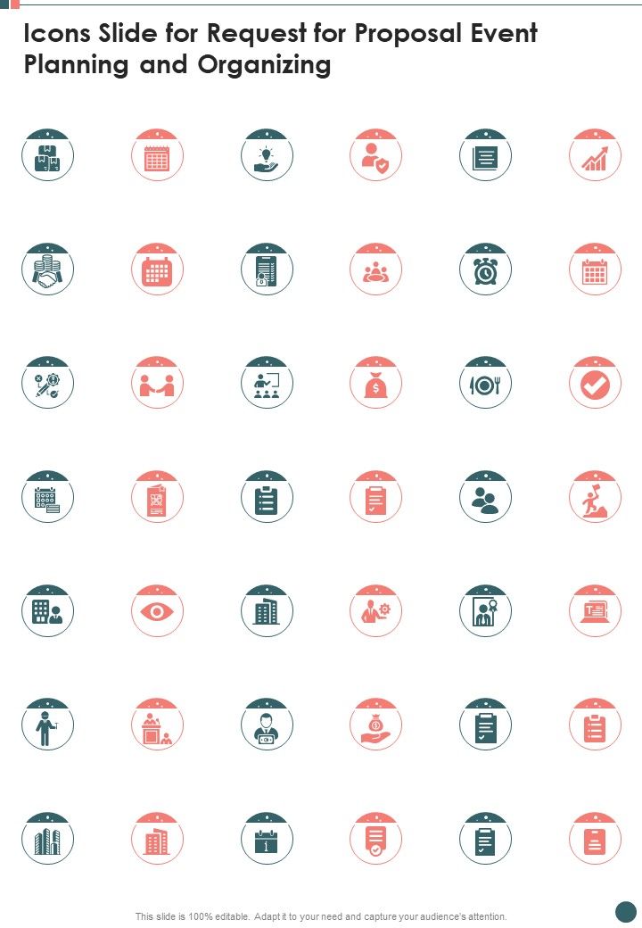 Icons Slide For Request For Proposal Event Planning And Organizing One Pager Sample Example Document Slide01