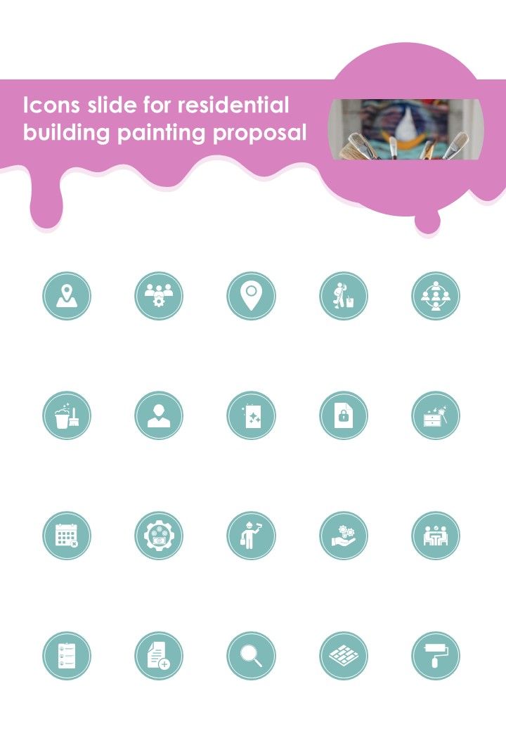 Icons Slide For Residential Building Painting Proposal One Pager Sample Example Document Slide01