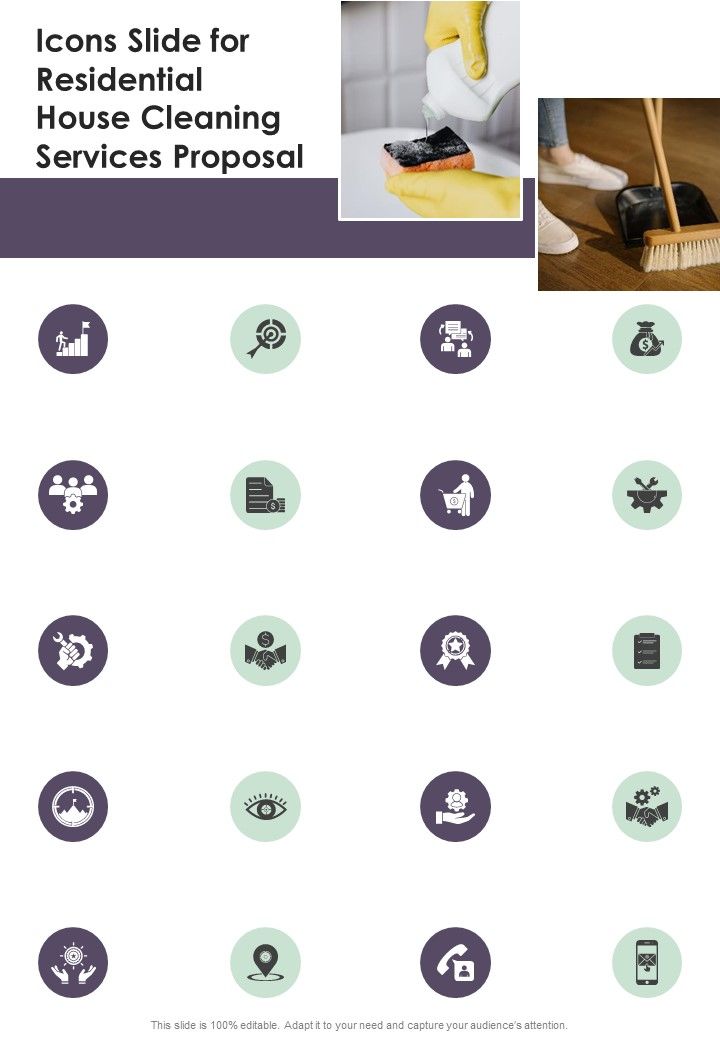 Icons Slide For Residential House Cleaning Services Proposal One Pager Sample Example Document Slide01