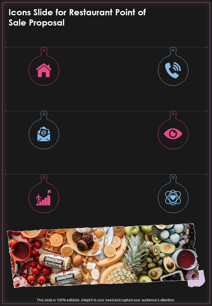 Icons Slide For Restaurant Point Of Sale Proposal One Pager Sample Example Document Slide01