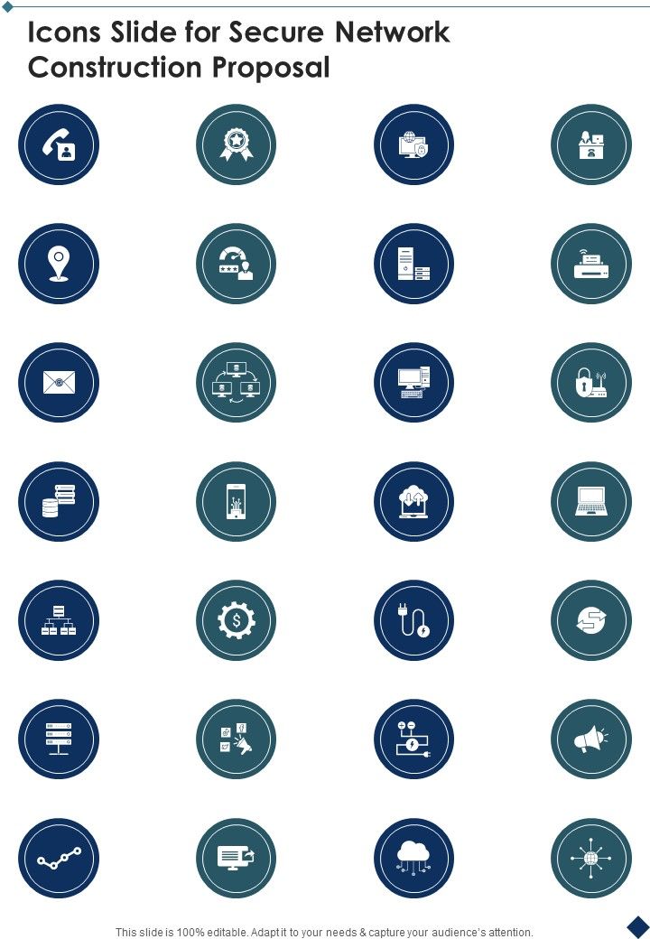 Icons Slide For Secure Network Construction Proposal One Pager Sample Example Document Slide01