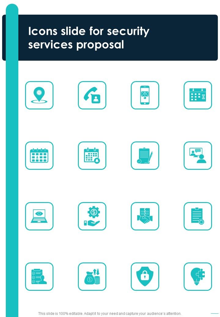 Icons Slide For Security Services Proposal One Pager Sample Example Document Slide01