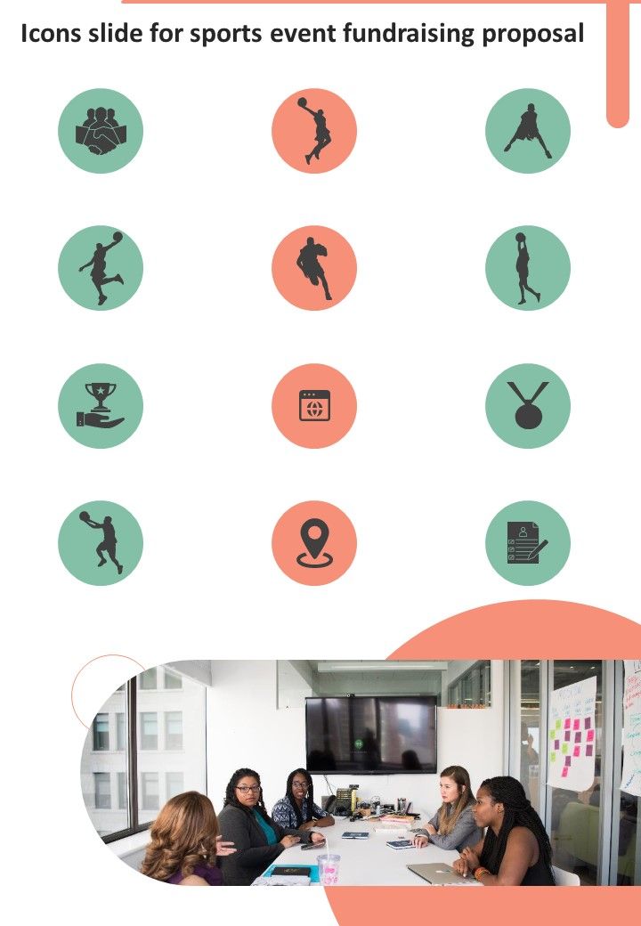 Icons Slide For Sports Event Fundraising Proposal One Pager Sample Example Document Slide01