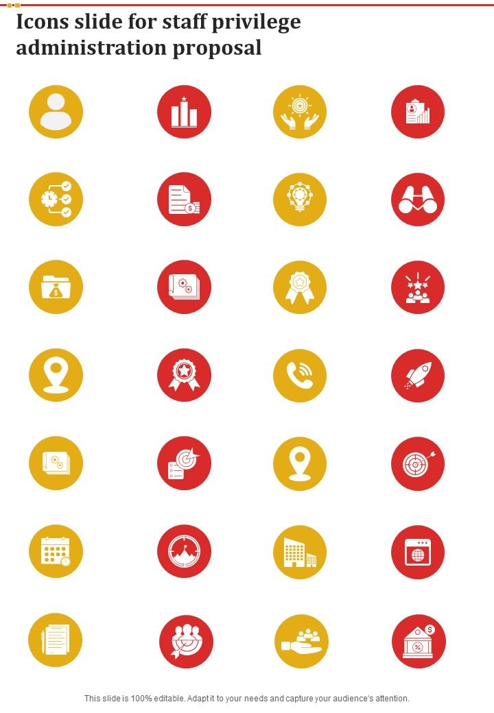Icons Slide For Staff Privilege Administration Proposal One Pager Sample Example Document Slide01