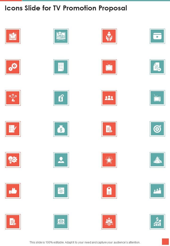 Icons Slide For TV Promotion Proposal One Pager Sample Example Document Slide01