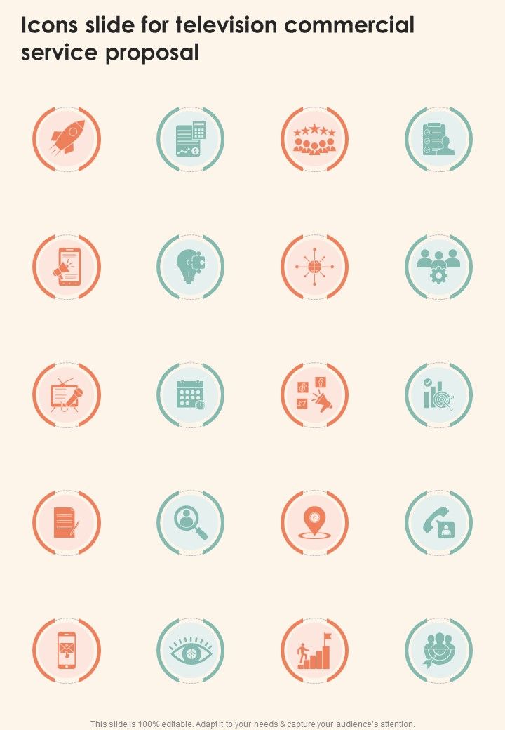 Icons Slide For Television Commercial Service Proposal One Pager Sample Example Document Slide01