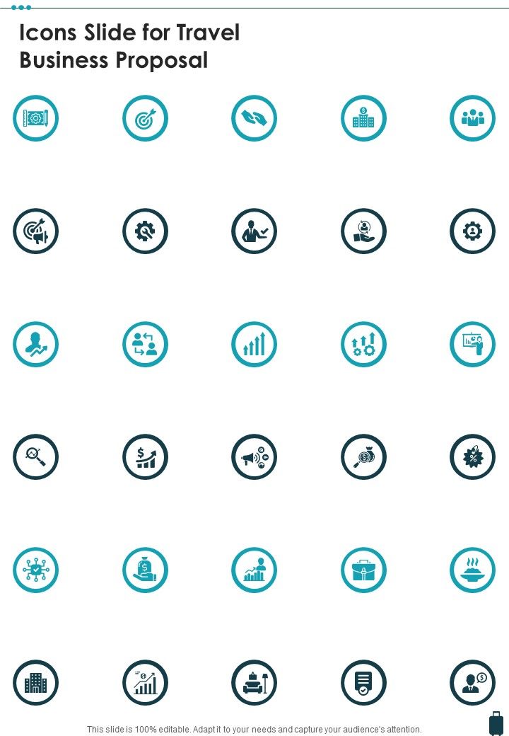 Icons Slide For Travel Business Proposal One Pager Sample Example Document Slide01