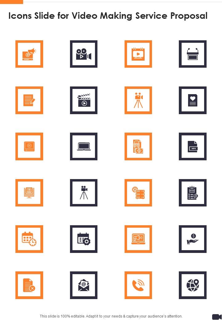 Icons Slide For Video Making Service Proposal One Pager Sample Example Document Slide01