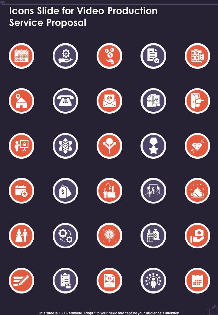 Icons Slide For Video Production Service Proposal One Pager Sample Example Document Slide01