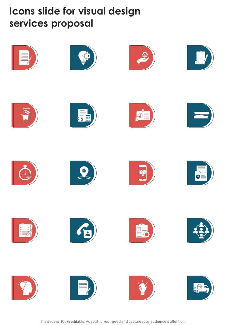 Icons Slide For Visual Design Services Proposal One Pager Sample Example Document Slide01