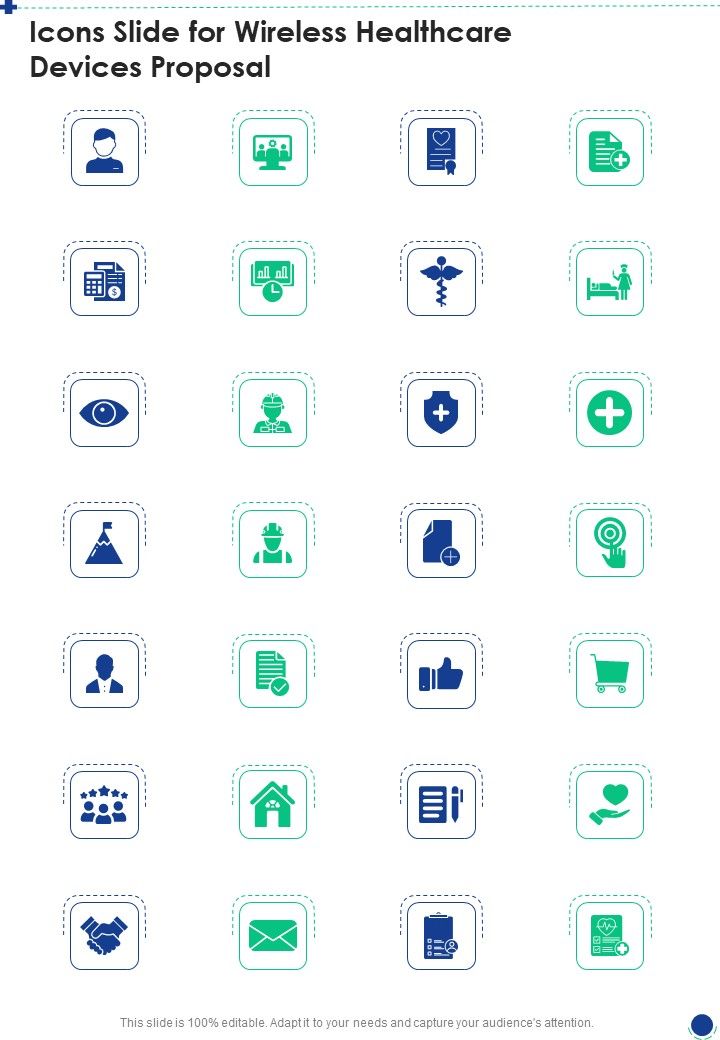 Icons Slide For Wireless Healthcare Devices Proposal One Pager Sample Example Document Slide01