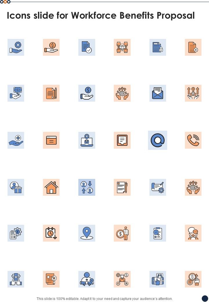 Icons Slide For Workforce Benefits Proposal One Pager Sample Example Document Slide01