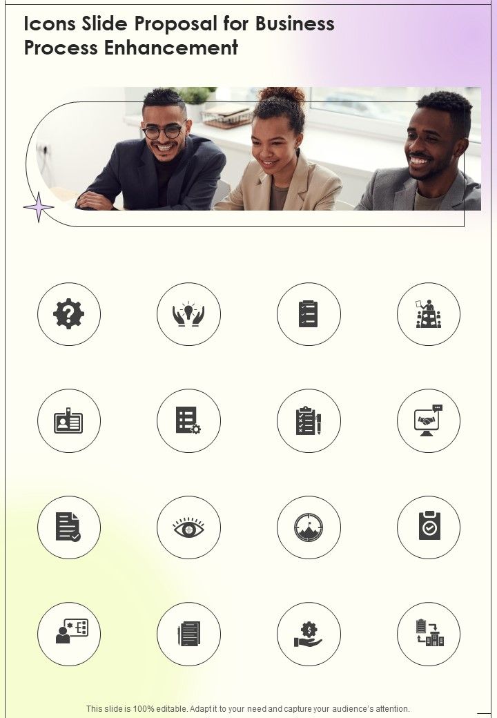 Icons Slide Proposal For Business Process Enhancement One Pager Sample Example Document Slide01