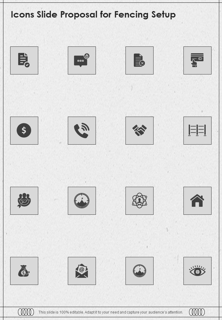 Icons Slide Proposal For Fencing Setup One Pager Sample Example Document Slide01